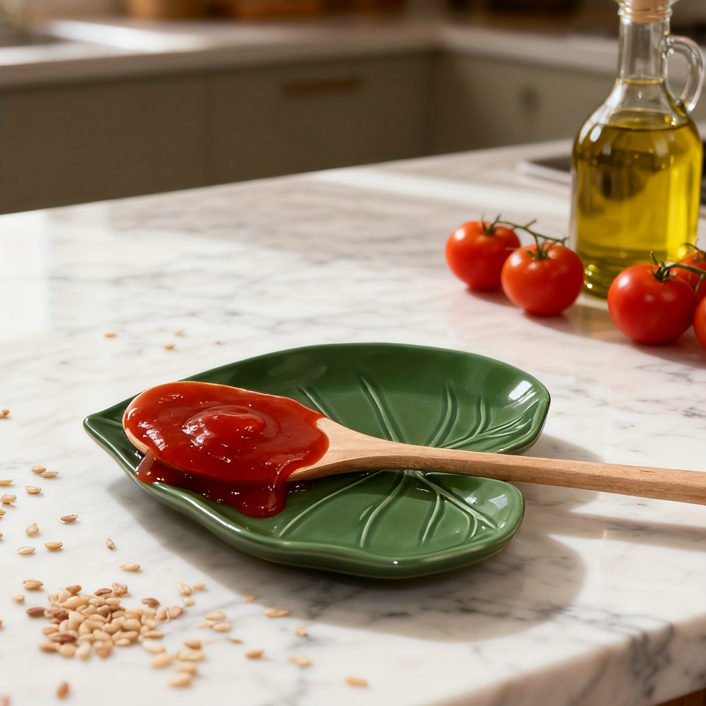 Kitchen Gadgets Green - Mutfak Gereçleri Seramik Yaprak Şeklinde Kaşık