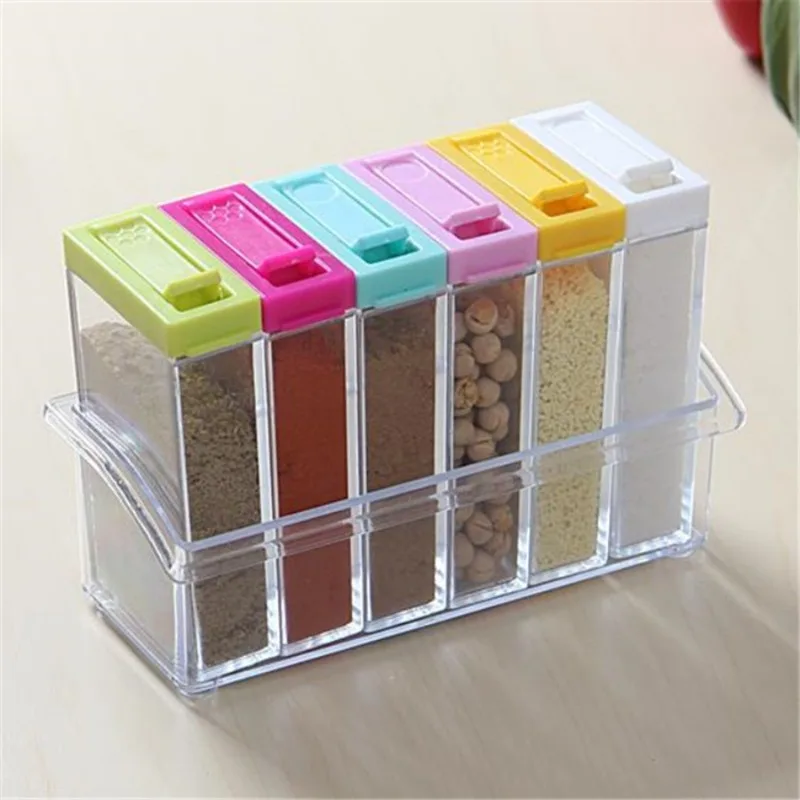 Kitchen Gadgets Organizer - Şeffaf Baharat Altı Izgara Baharat Kutusu