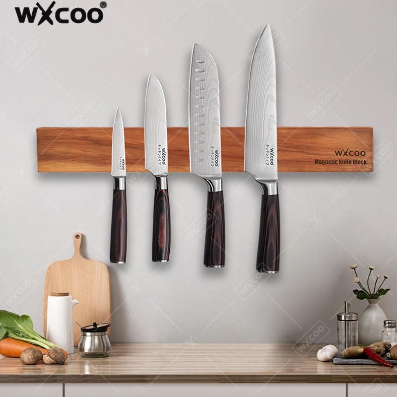 Magnetic Knife Strip - Akasya Ahşap Manyetik Bıçak Tutucu Güçlü