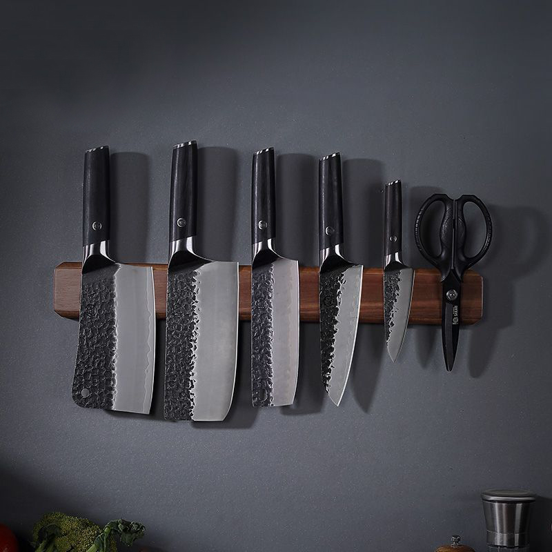 Magnetic Knife Strip - Marka Kalın Akasya Ahşap Manyetik Bıçak