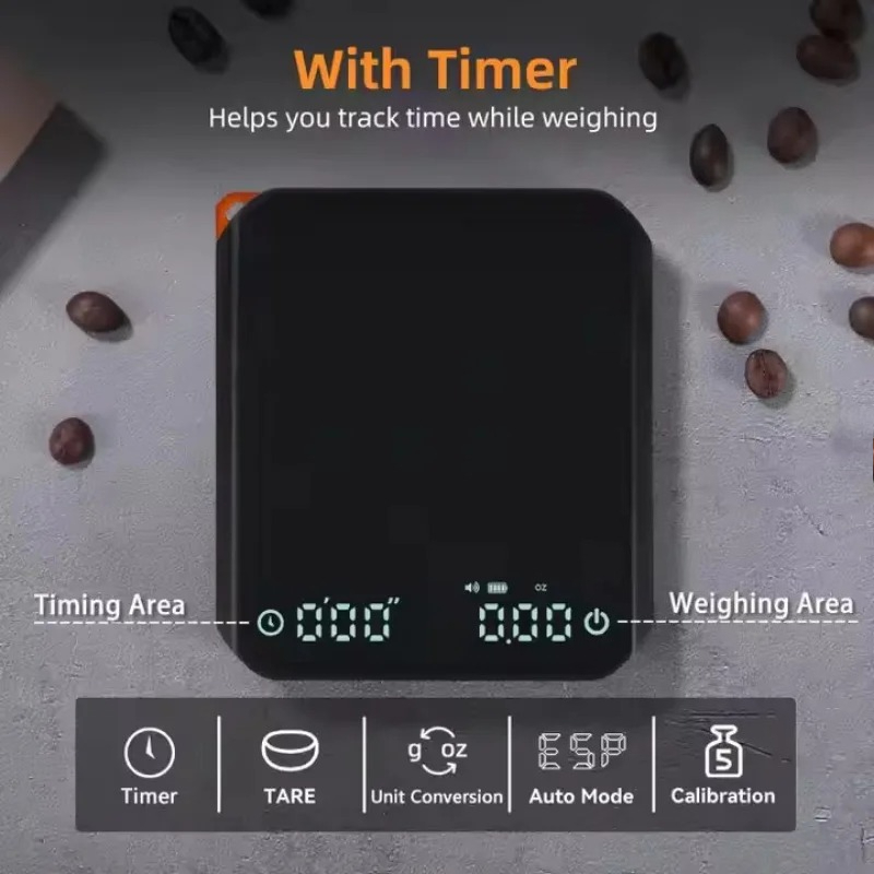 Digital Kitchen Scale - Zamanlayıcılı KitchenMini Kahve Terazisi 2kg/0.1g Hassas